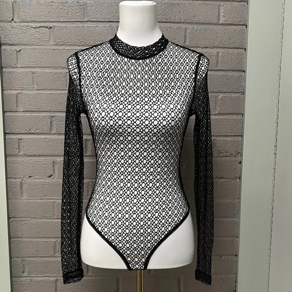 Bardot NWT Aubree Black Stretch Lace  Bodysuit XS/2